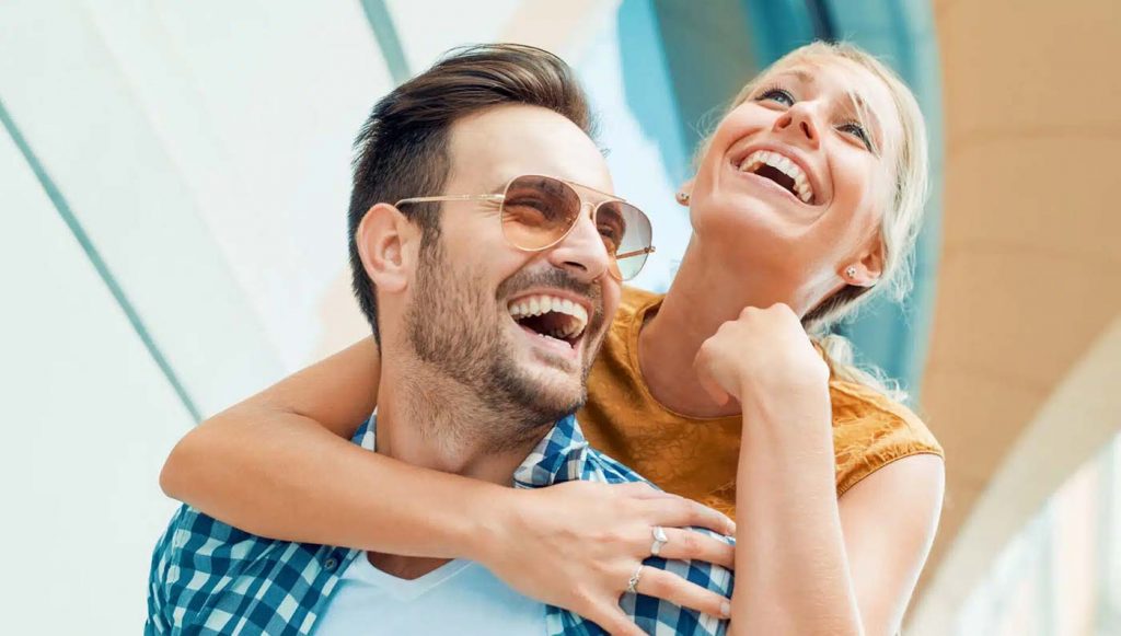 Couple smiling