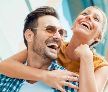 Couple smiling
